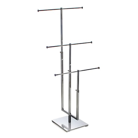 Azar Displays Three-Tier Adjustable Chrome Necklace Counter Display 300653